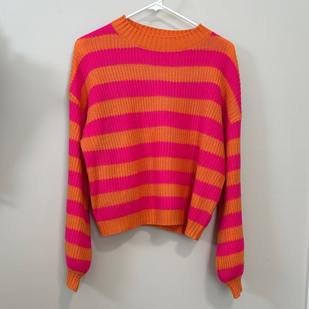 Striped Pink and Orange Women's Sweater